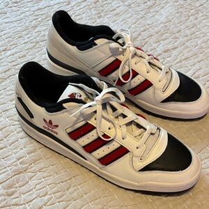 Adidas Louisville Men's White, Black, and Red Sneakers